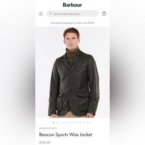 BARBOUR Beacon Sports Wax Jacket - Olive- Size Large- James Bond Skyfall movie